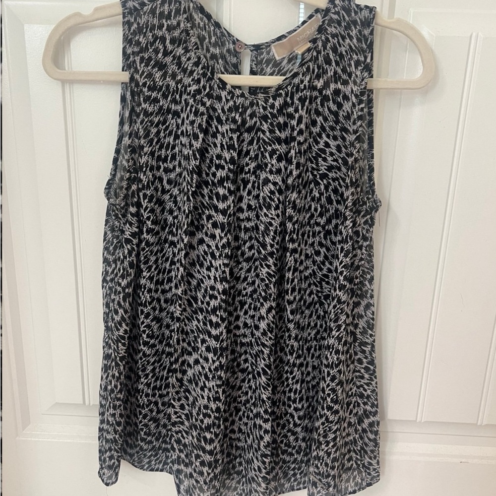 Michael Kors Black and White Sleeveless Top